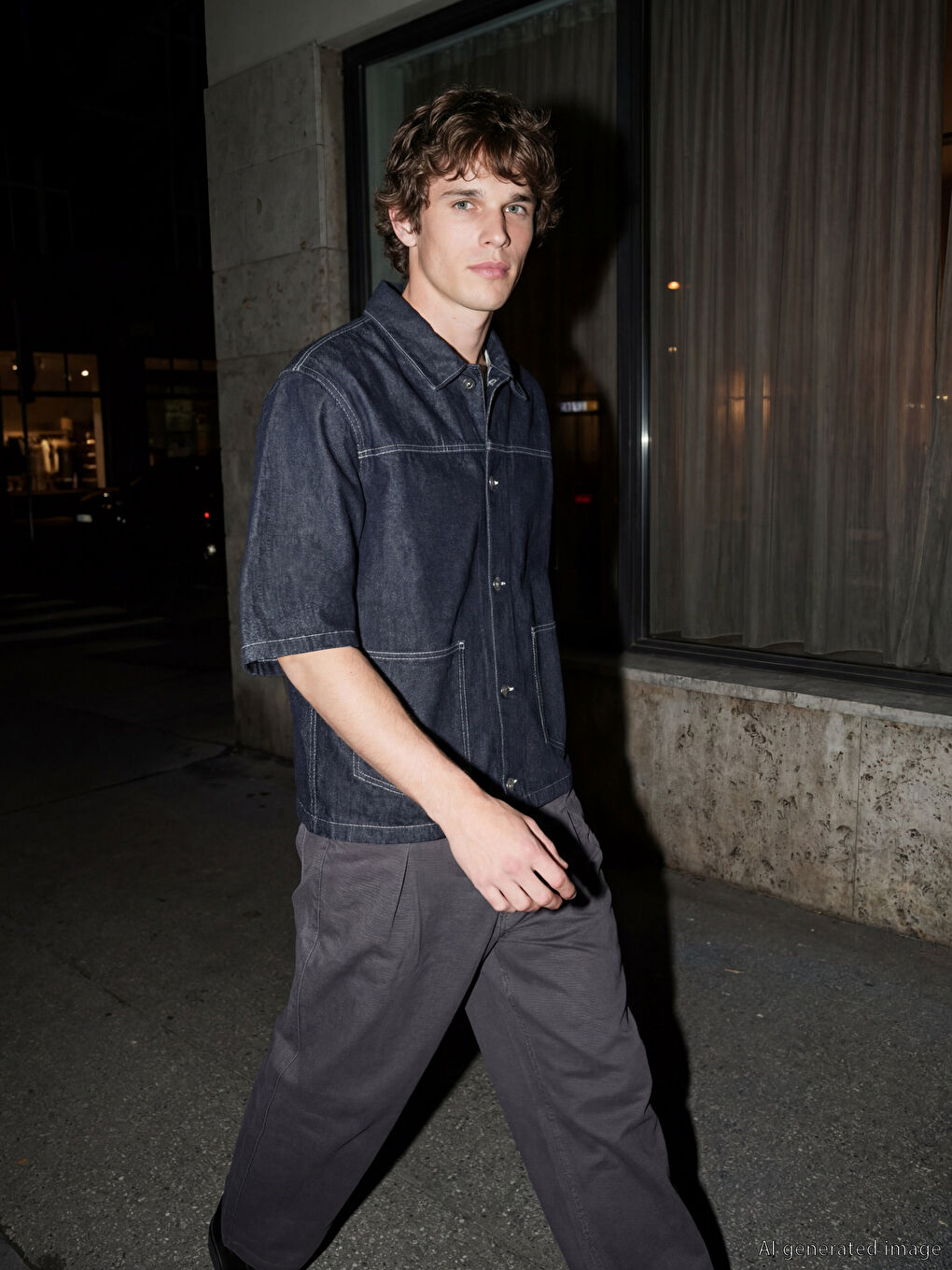 Lacivert Regular Fit Erkek Jean Ceket-1