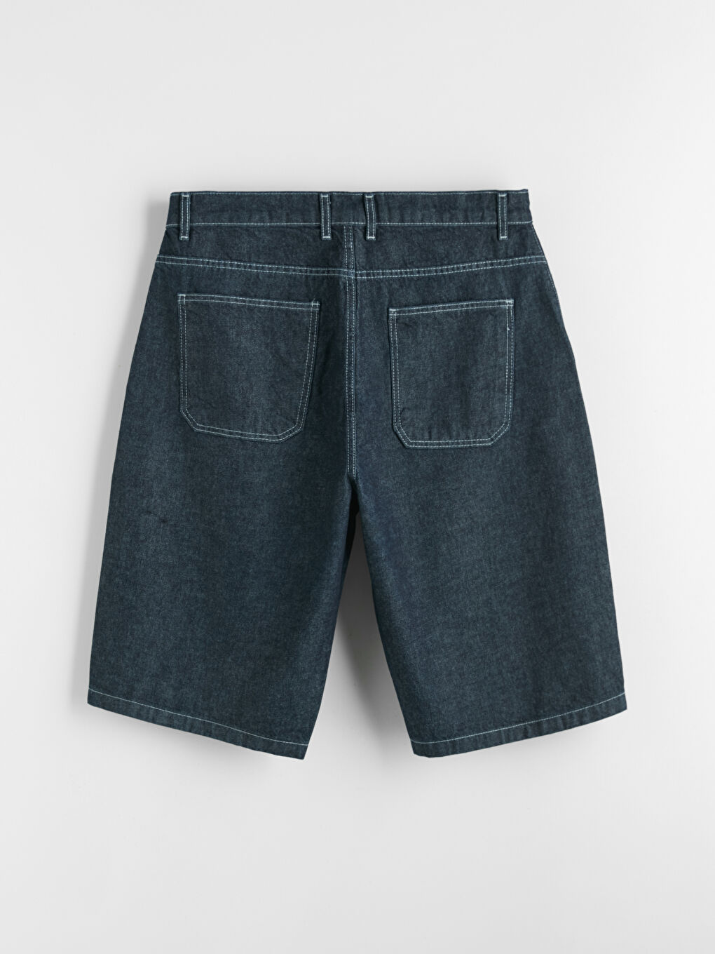 Lacivert Standart Kalıp Erkek Jean Şort-1
