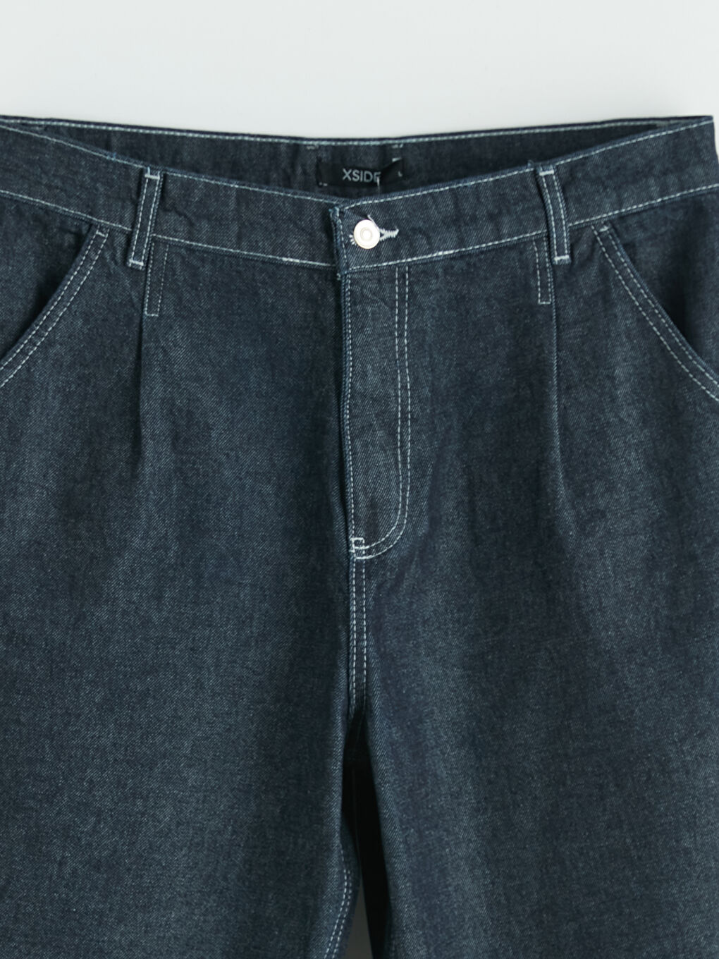 Lacivert Standart Kalıp Erkek Jean Şort-2