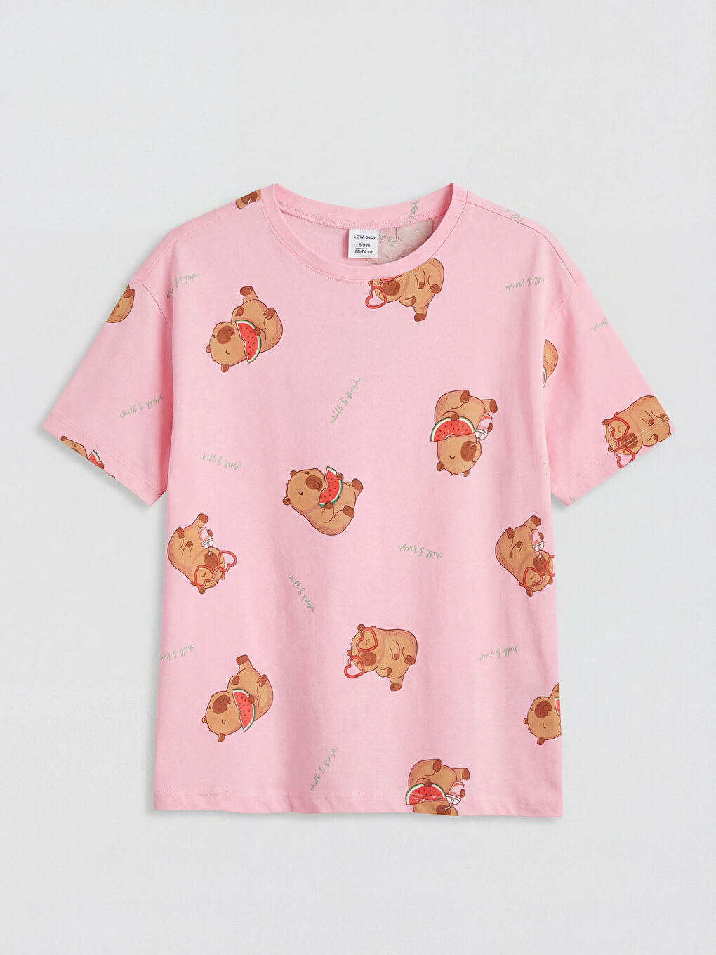 Pembe Baskılı Kız Çocuk Şortlu Pijama Takımı-1