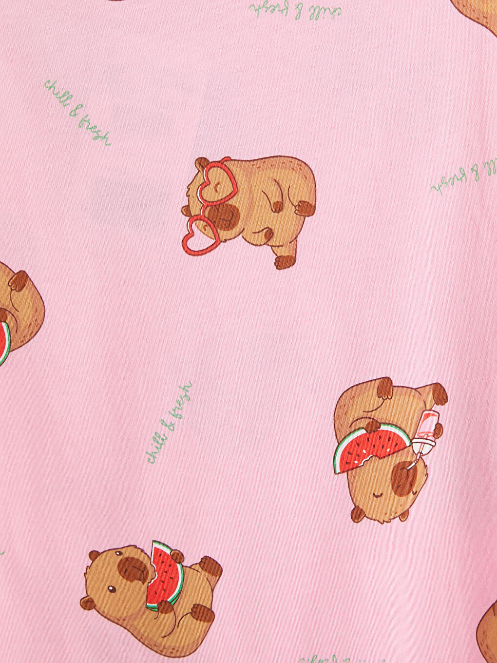 Pembe Baskılı Kız Çocuk Şortlu Pijama Takımı-5