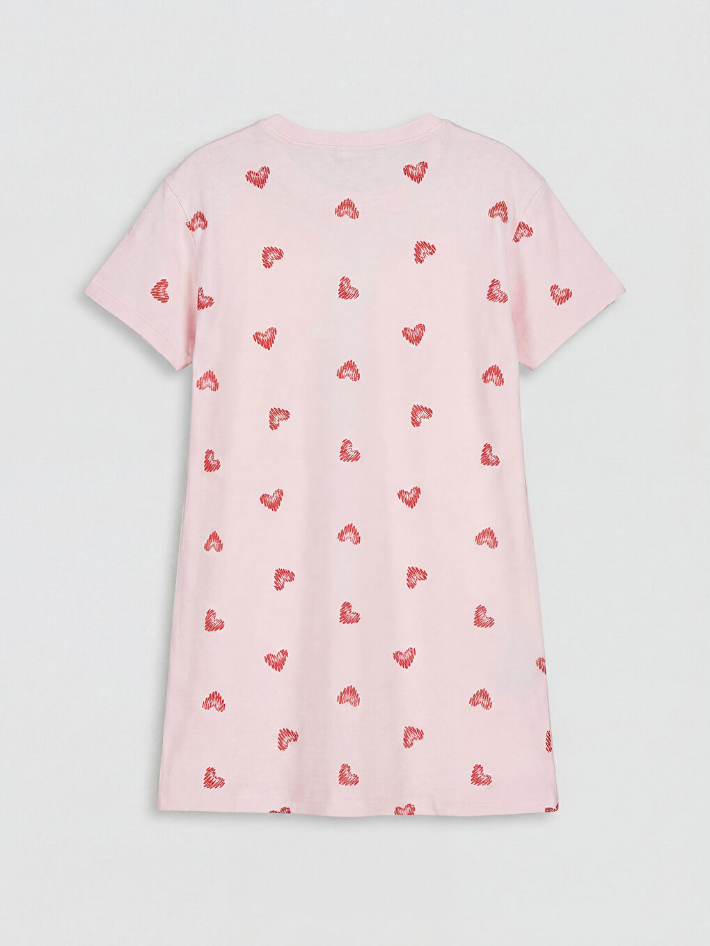 Pembe Kalp Baskılı Kız Çocuk Gecelik-1