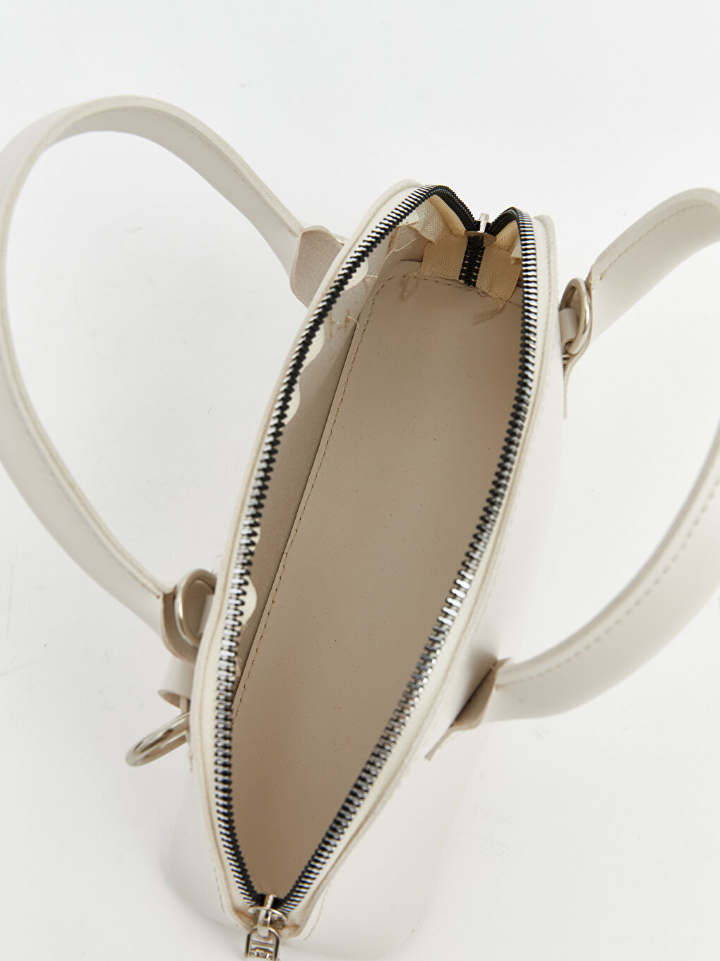 Ekru Deri Görünümlü Kadın Omuz Çantası-3