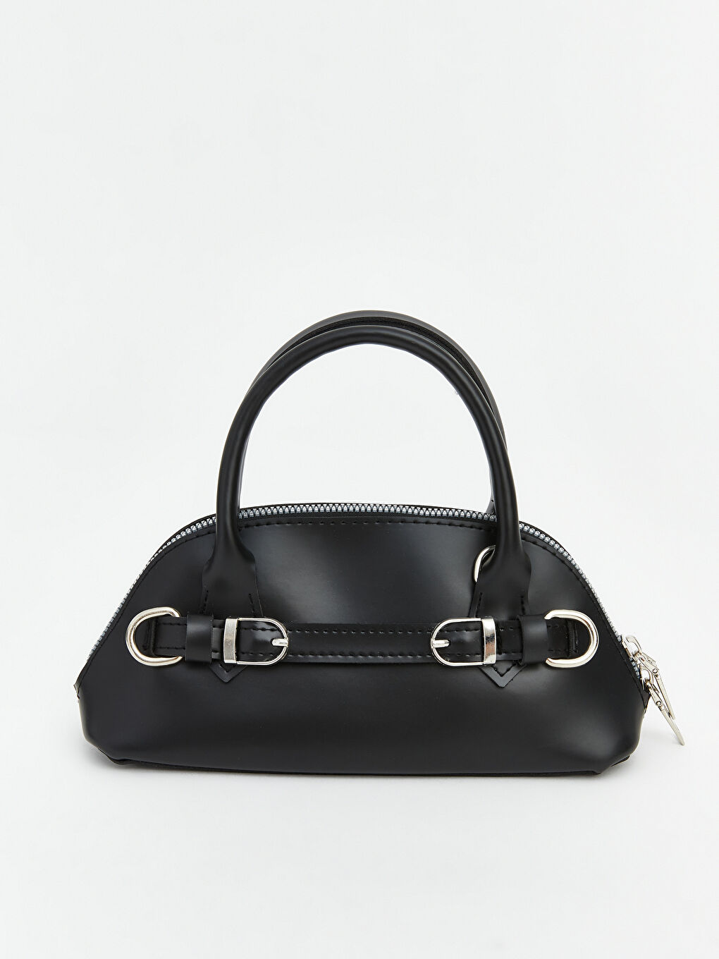 Siyah Deri Görünümlü Kadın Omuz Çantası