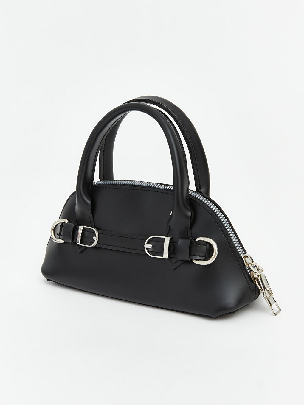 Siyah Deri Görünümlü Kadın Omuz Çantası-2