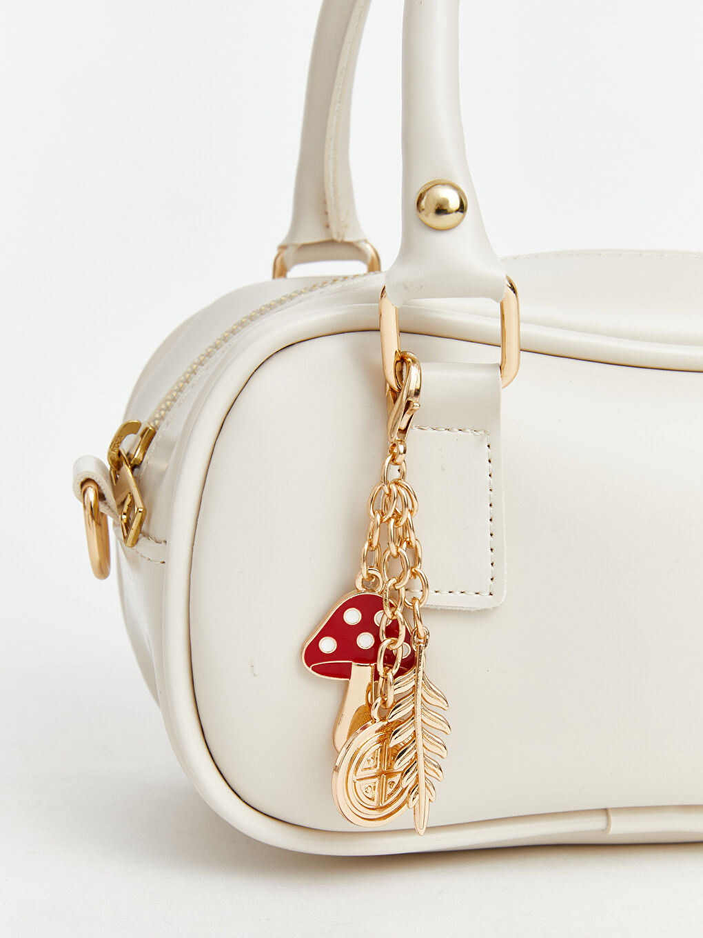 Ekru Deri Görünümlü Kadın Omuz Çantası-2