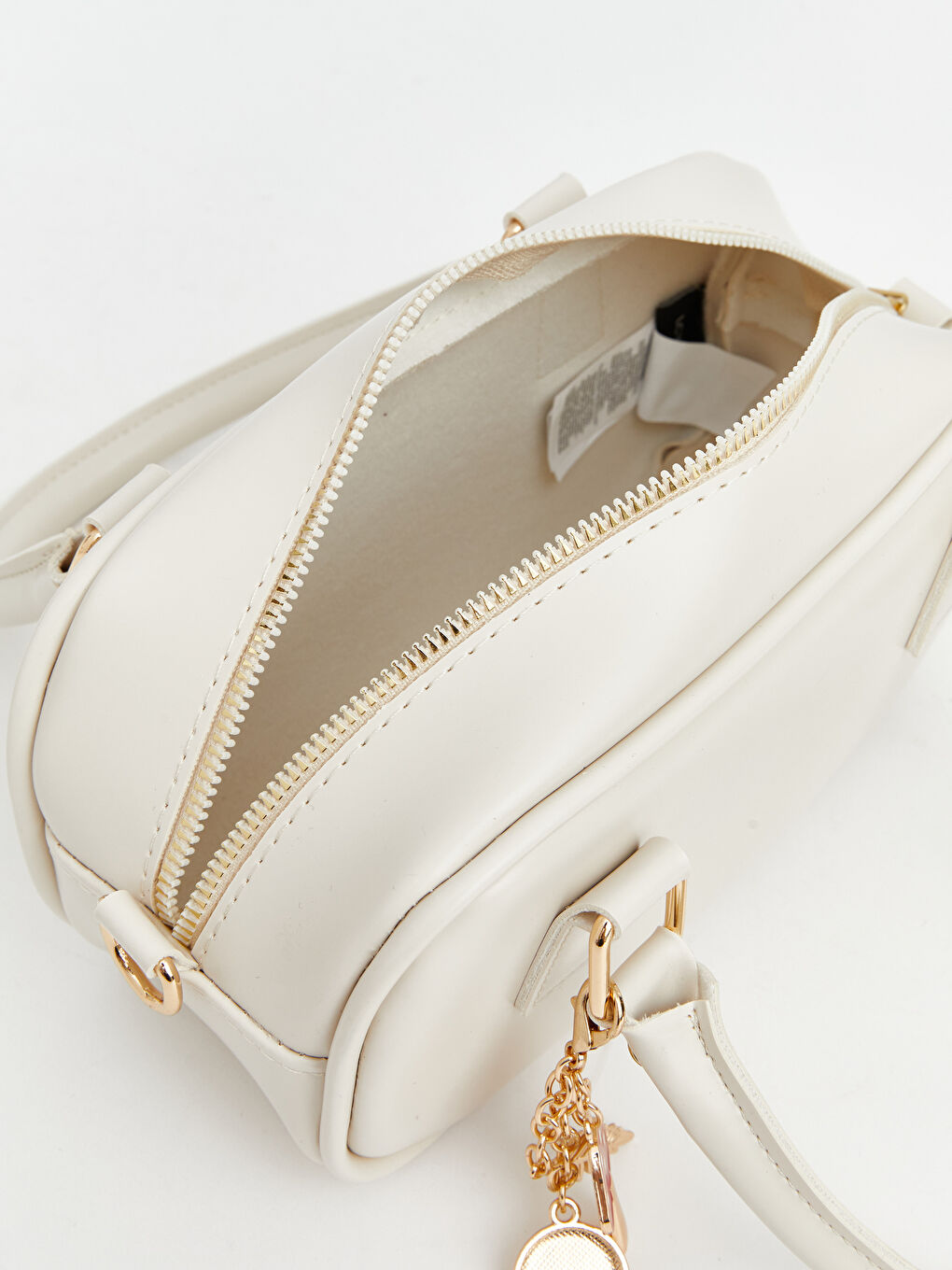 Ekru Deri Görünümlü Kadın Omuz Çantası-3