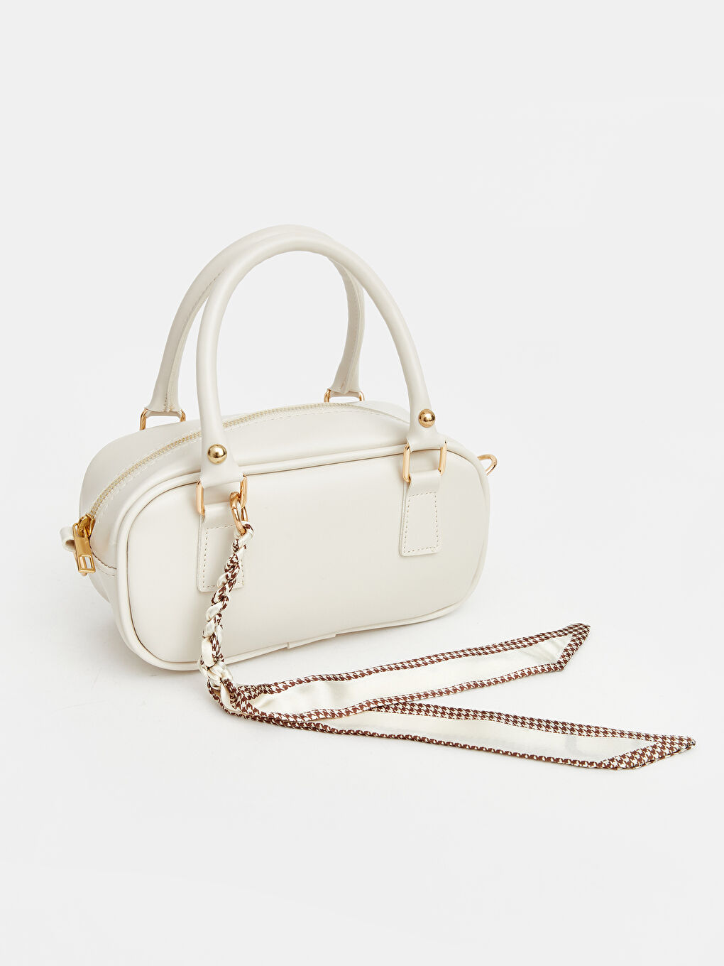 Ekru Fular Detaylı Deri Görünümlü Kadın Omuz Çantası-2