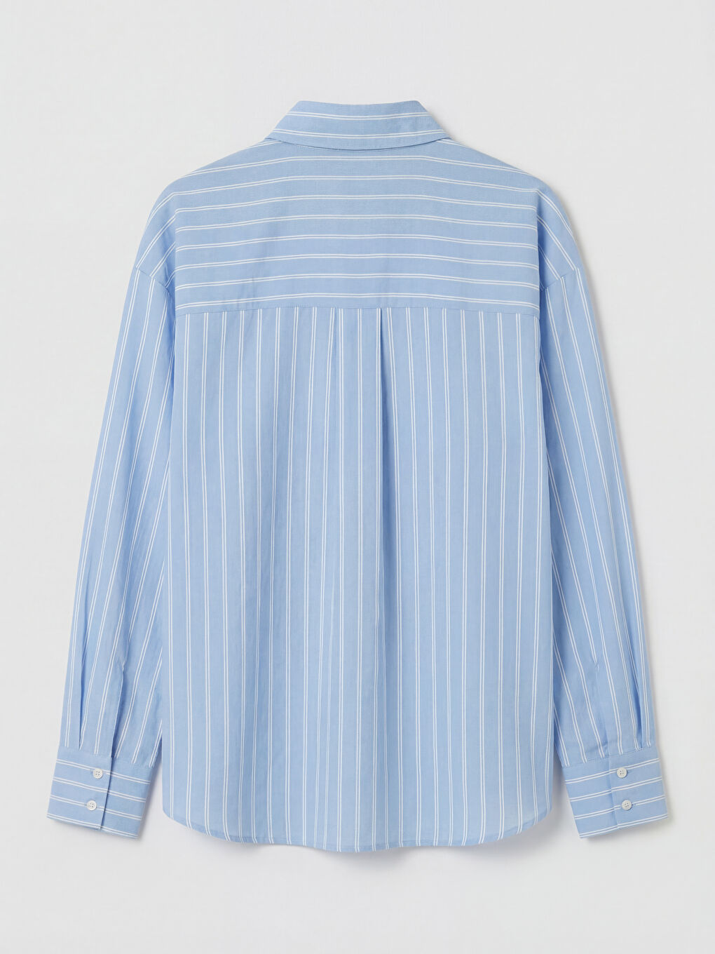 Mavi Çizgili Oversize Kadın Gömlek-1
