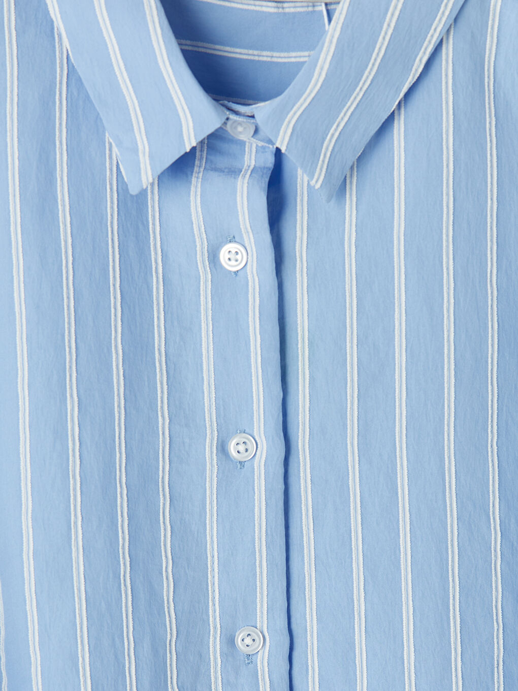 Mavi Çizgili Oversize Kadın Gömlek-2