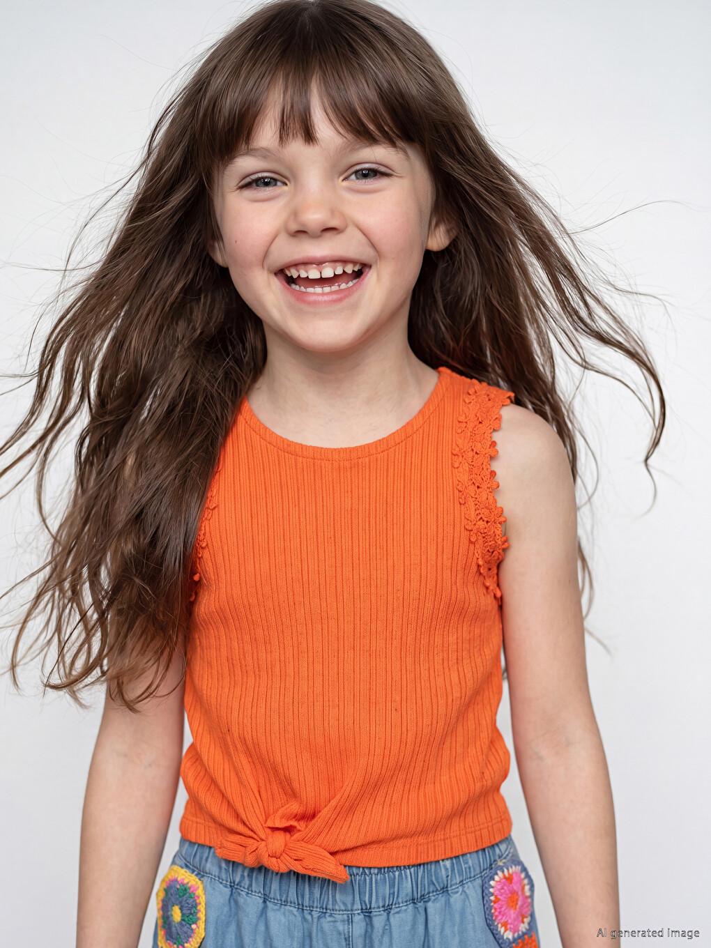 Crew Neck Lace Detailed Girls' Tank Top