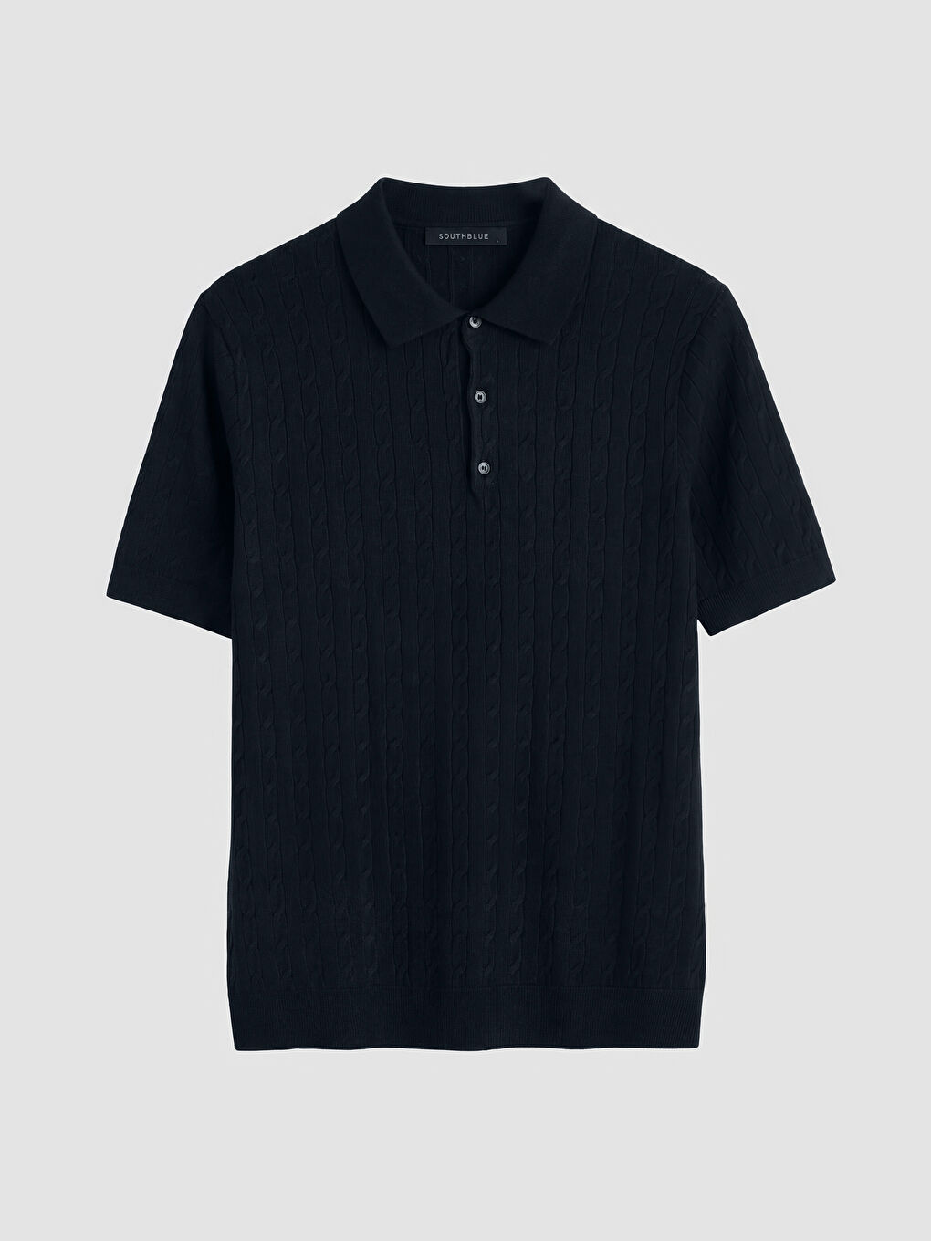 Lacivert Polo Yaka Desenli Erkek Triko Kazak