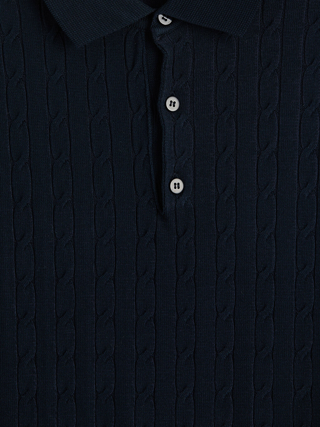 Lacivert Polo Yaka Desenli Erkek Triko Kazak-2