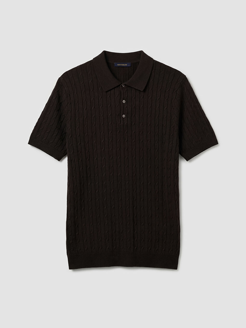 Kahverengi Polo Yaka Desenli Erkek Triko Kazak