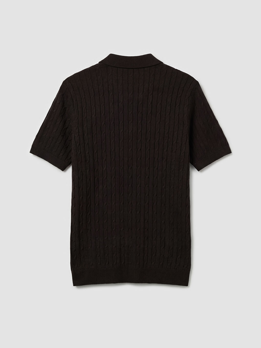 Kahverengi Polo Yaka Desenli Erkek Triko Kazak-1