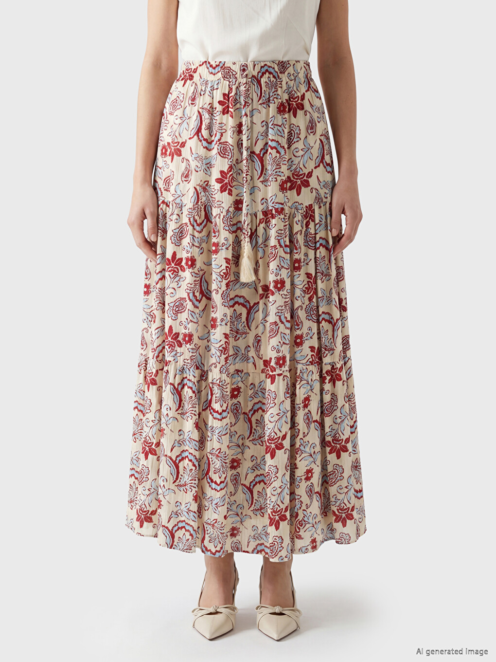 Elastic Waist Patterned Layered Skirt-1
