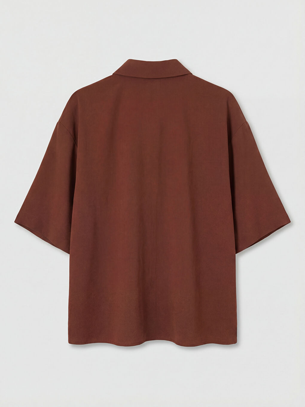 Kahverengi Oversize Armürlü Kadın Gömlek-1