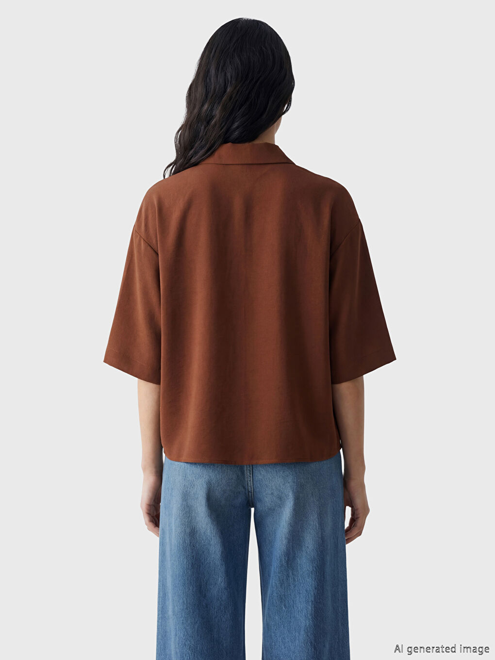 Oversize ženska košulja od dobi tkanine-3