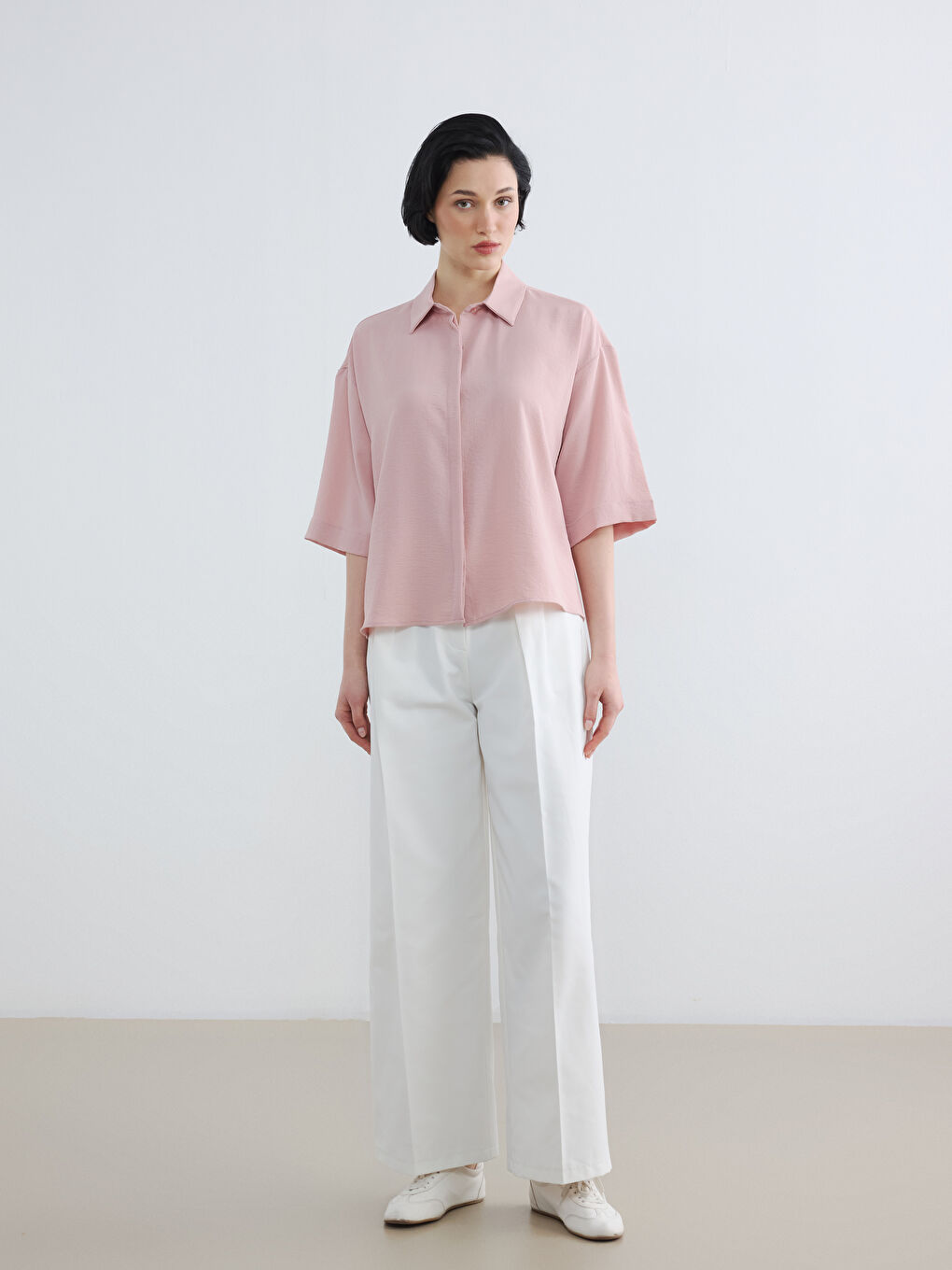 Cămașă Oversize Dobby pentru Femei-1