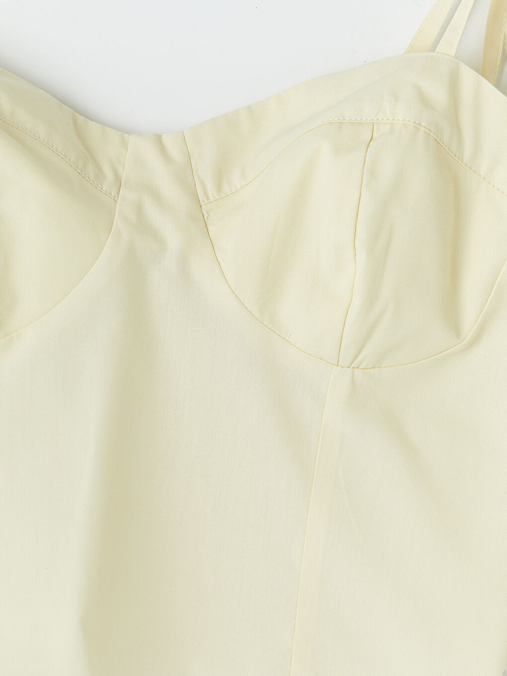 Sarı Kalp Yaka İp Askılı Crop Bluz-3