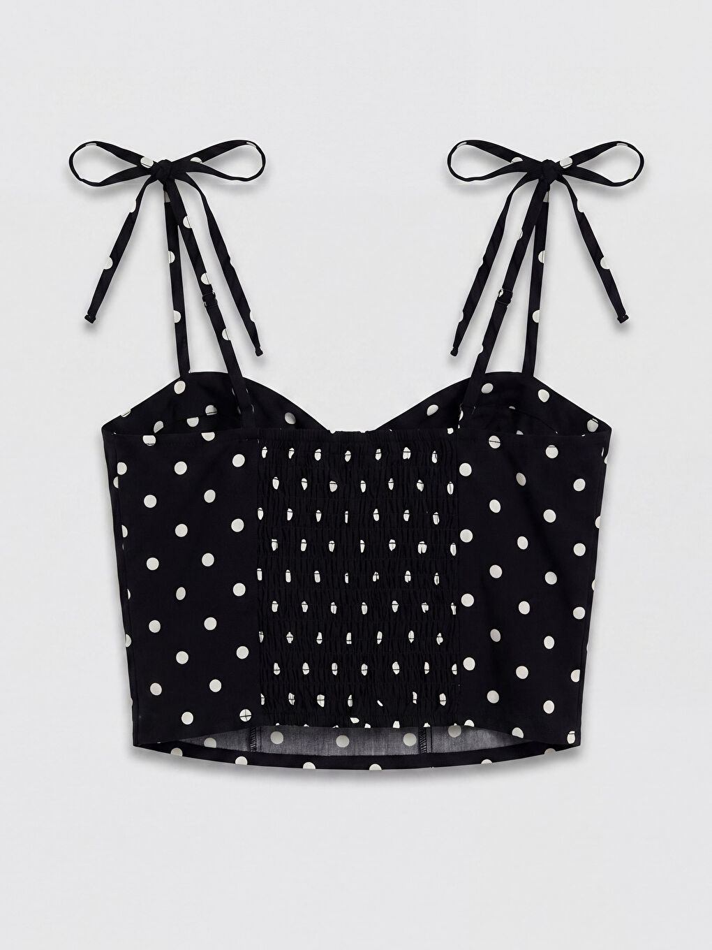 Siyah Kalp Yaka İp Askılı Crop Bluz-2