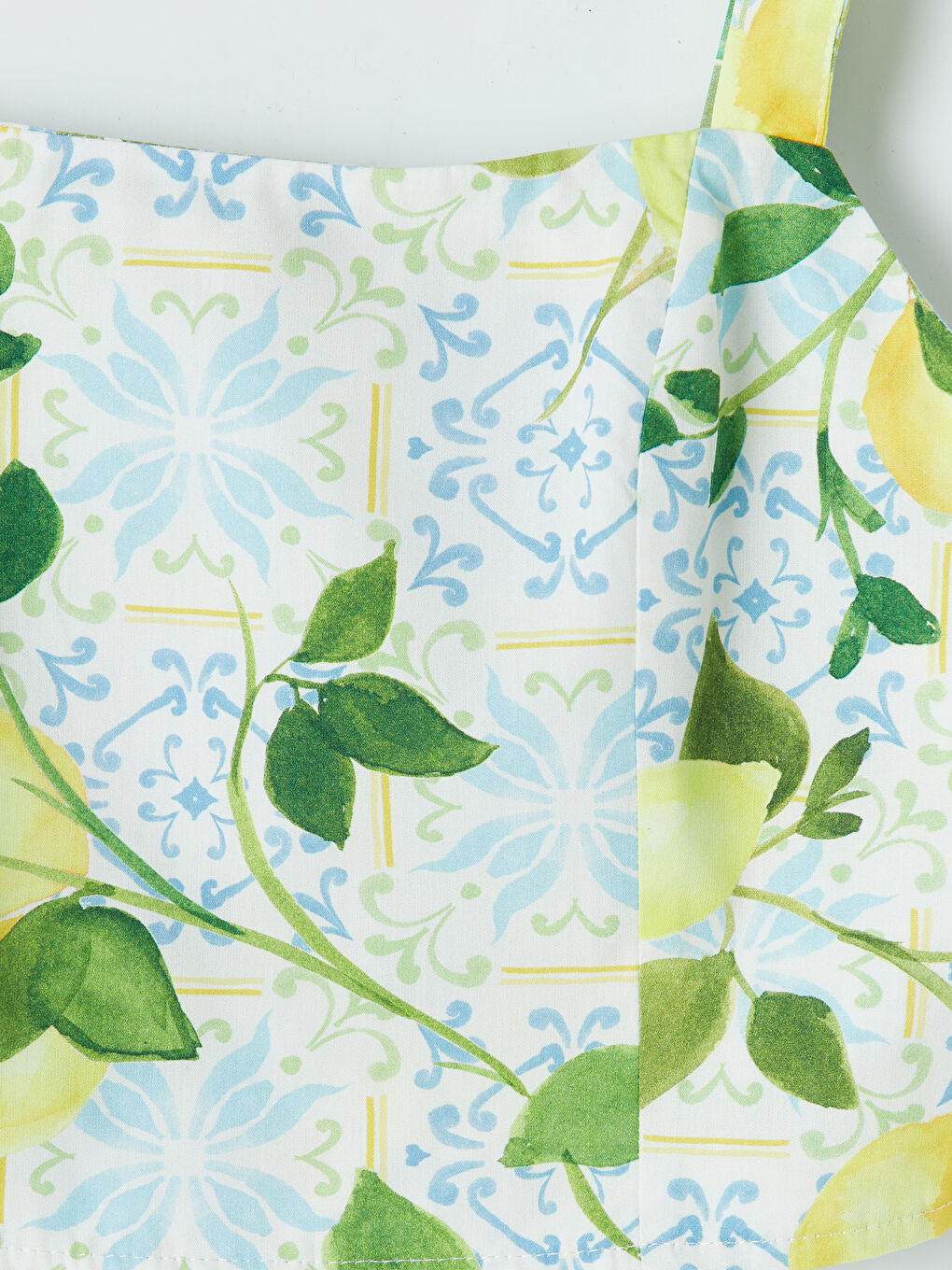 Yeşil Kare Yaka Limon Baskılı Crop-2