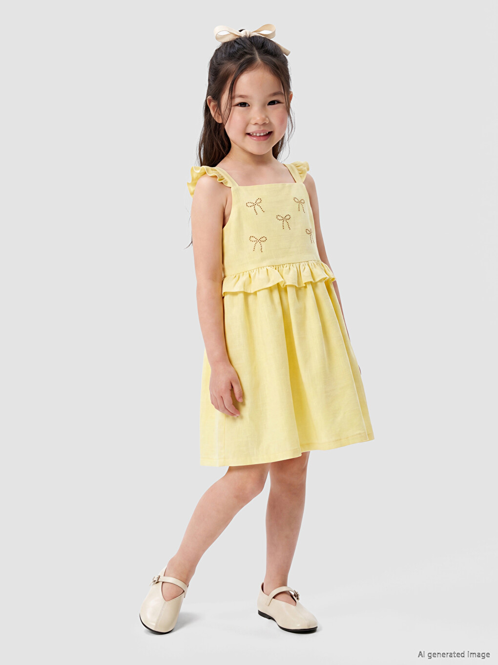 Square Neck Rhinestone Embellished Girls' Dress