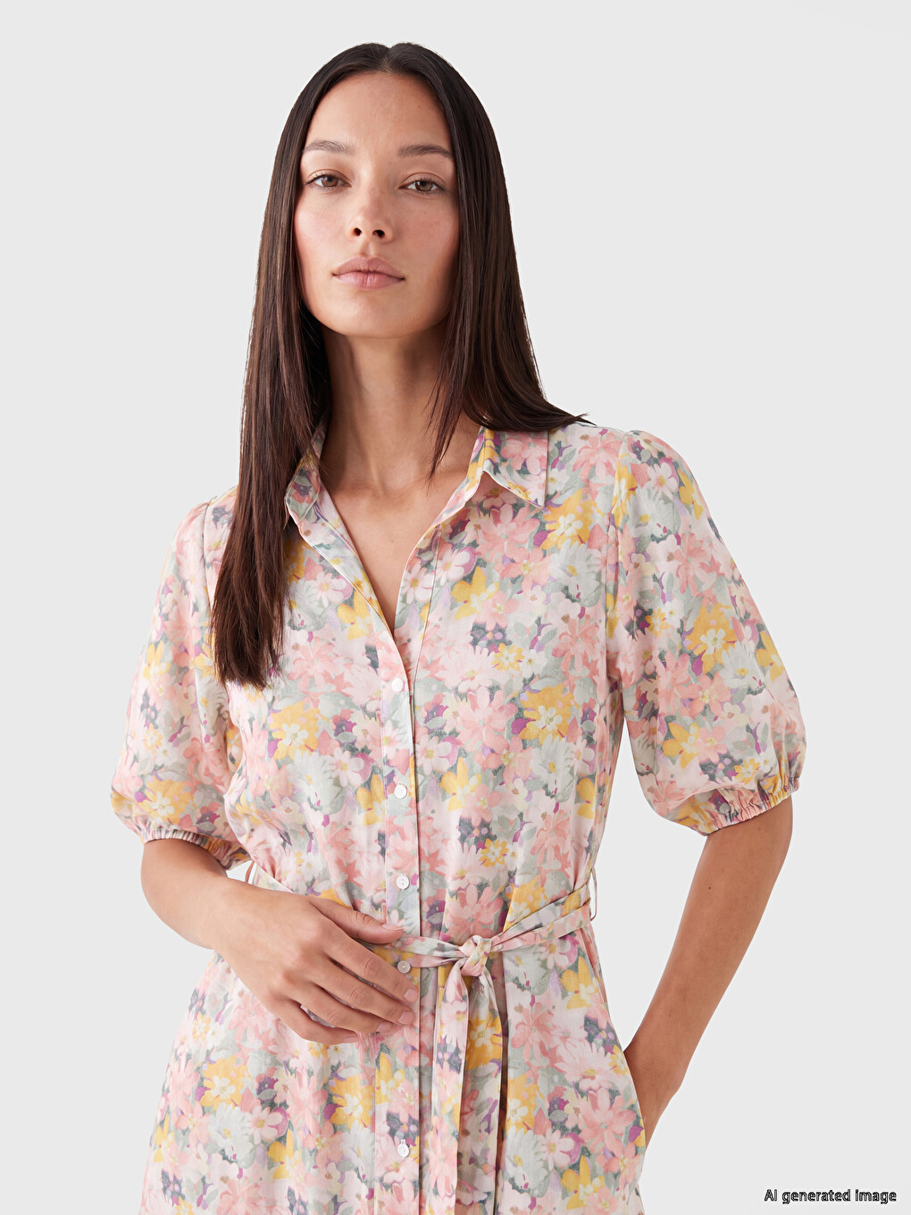 Woman Pink Shirt Dress-1