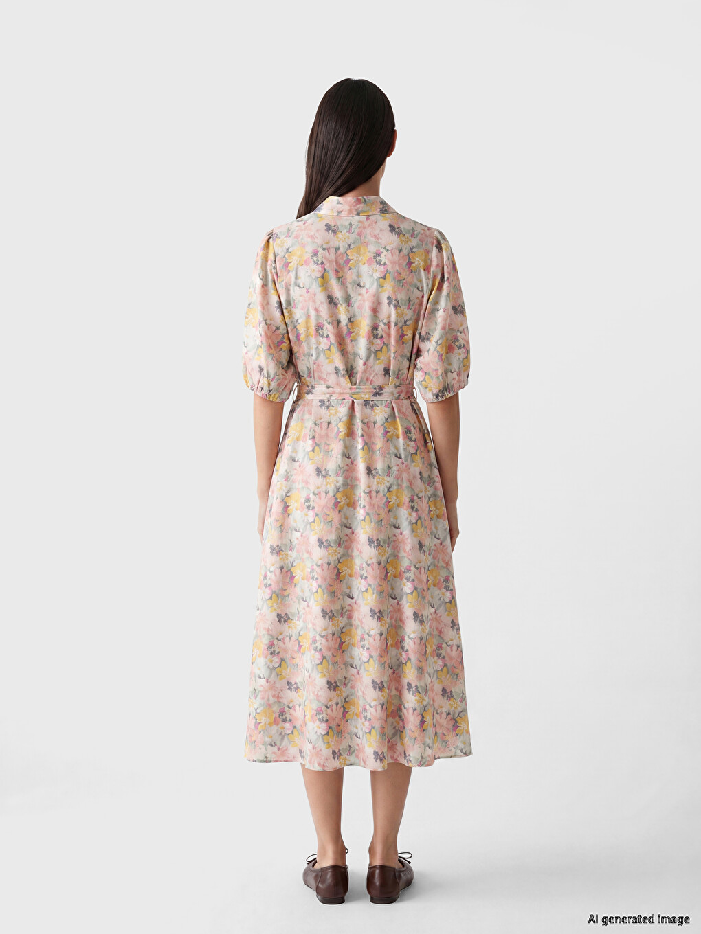 Woman Pink Shirt Dress-3