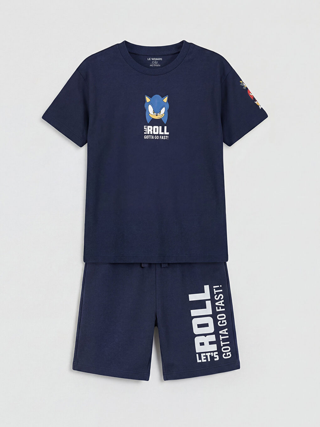 Lacivert Sonic Baskılı Erkek Çocuk Şortlu Takım