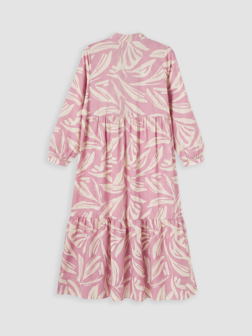 Pembe Gömlek Yaka Desenli Katkat Elbise-1