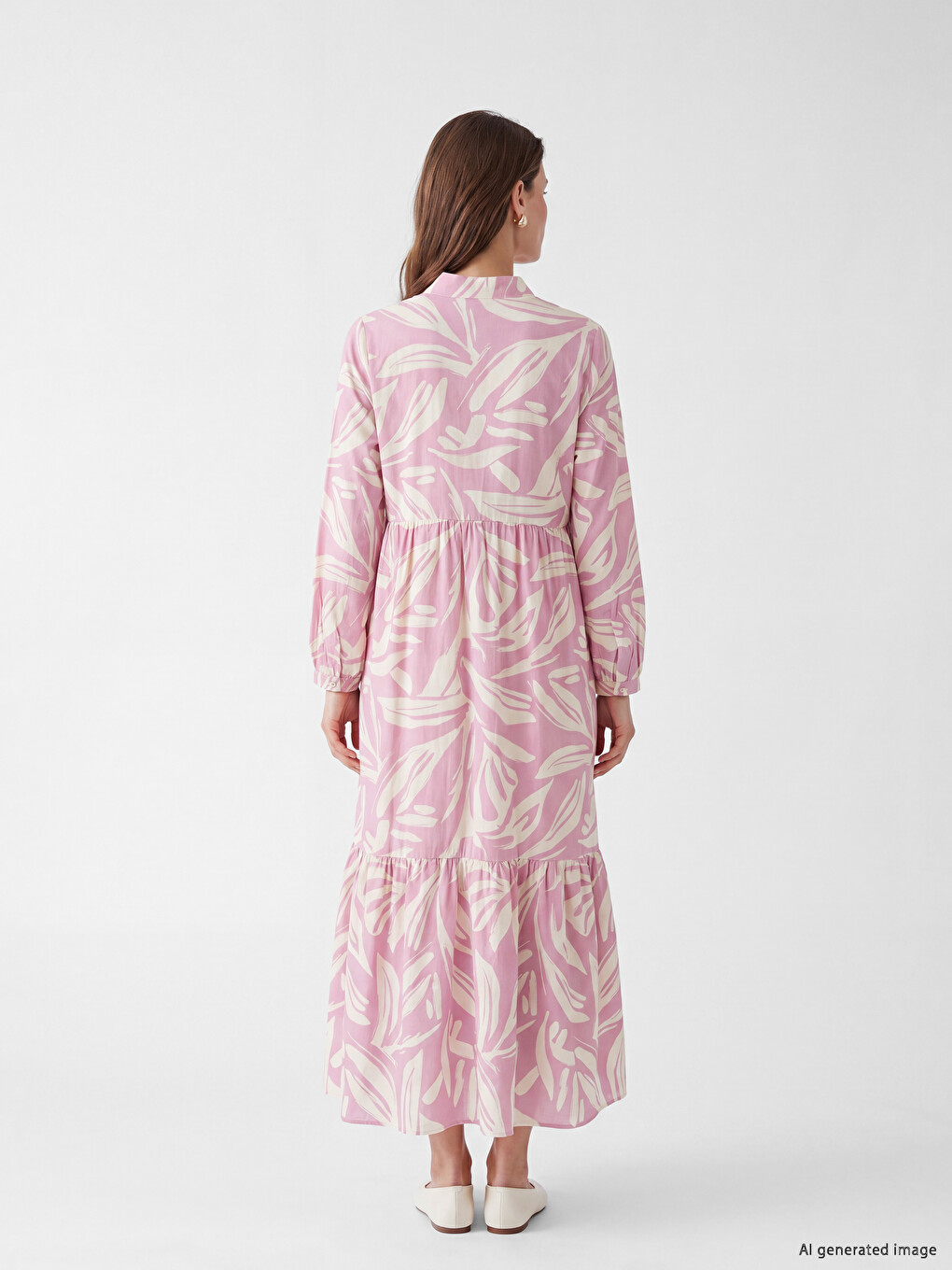 Collared Neck Patterned Layered Dress-3