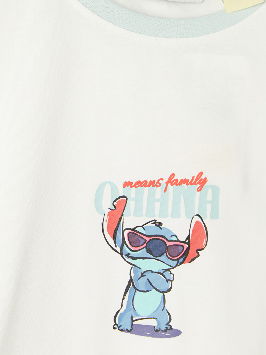 Ekru Bisiklet Yaka Stitch Baskılı Kadın Pijama Üstü-2