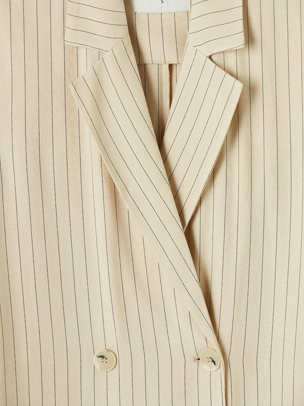 Ekru Kruvaze Yaka Keten Karışımlı Kadın Blazer Ceket-2