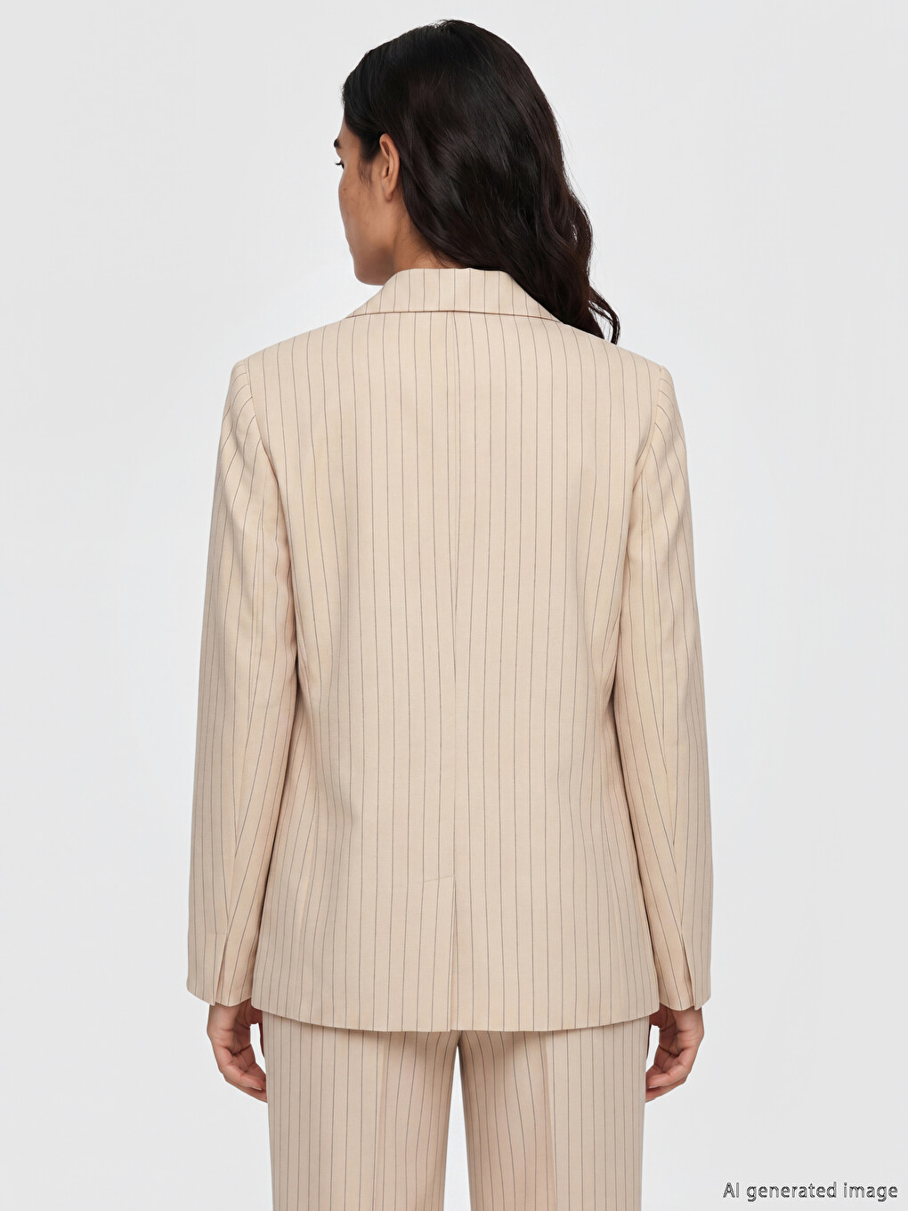 Double Breasted Linen Blend Women's Blazer Jacket-3
