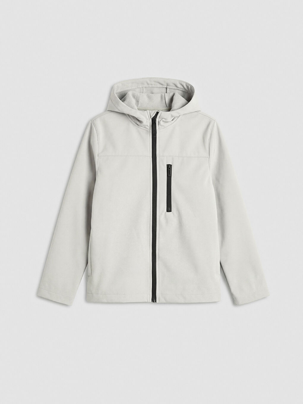 Gri Kapüşonlu Erkek Çocuk Yağmurluk