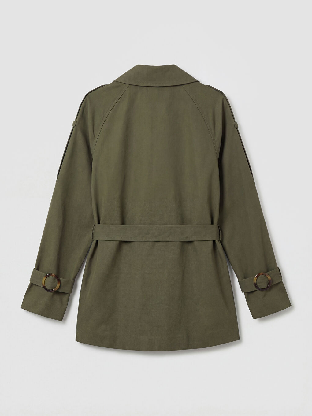 Double Breasted Belted Women's Trench Coat-5