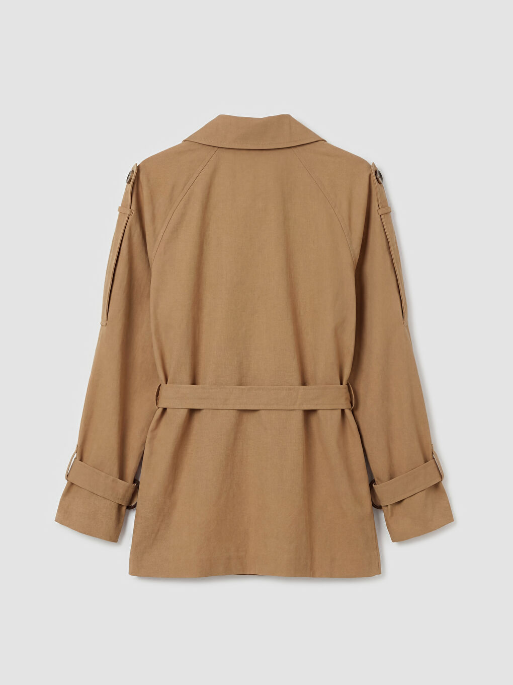 معطف ترنش نسائي مزود بحزام وبصفين من الأزرار-5