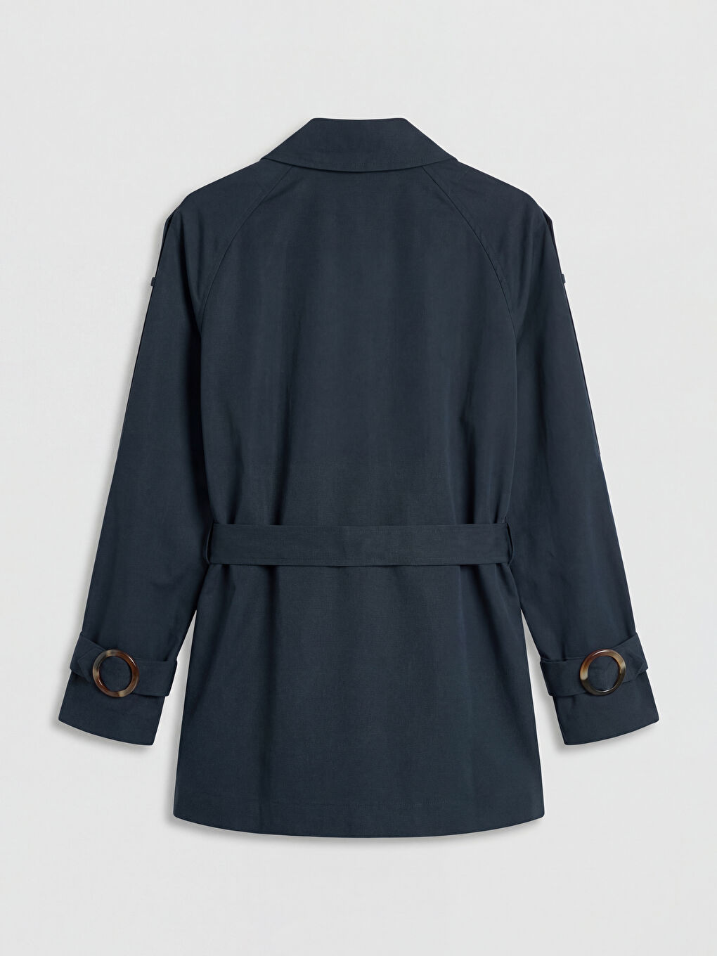 معطف ترنش نسائي مزود بحزام وبصفين من الأزرار-5