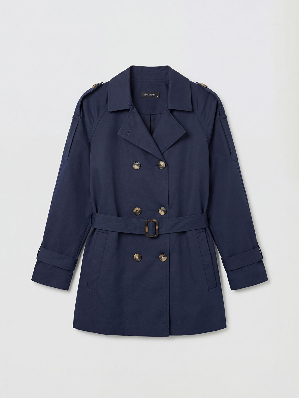 Double Breasted Belted Women's Trench Coat-4