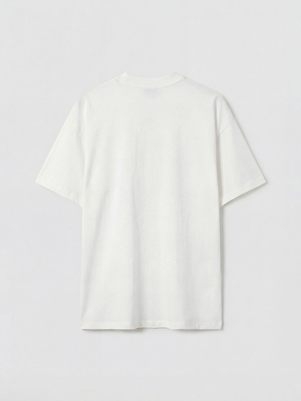 Beyaz Bisiklet Yaka Baskılı Kadın Tişört-9