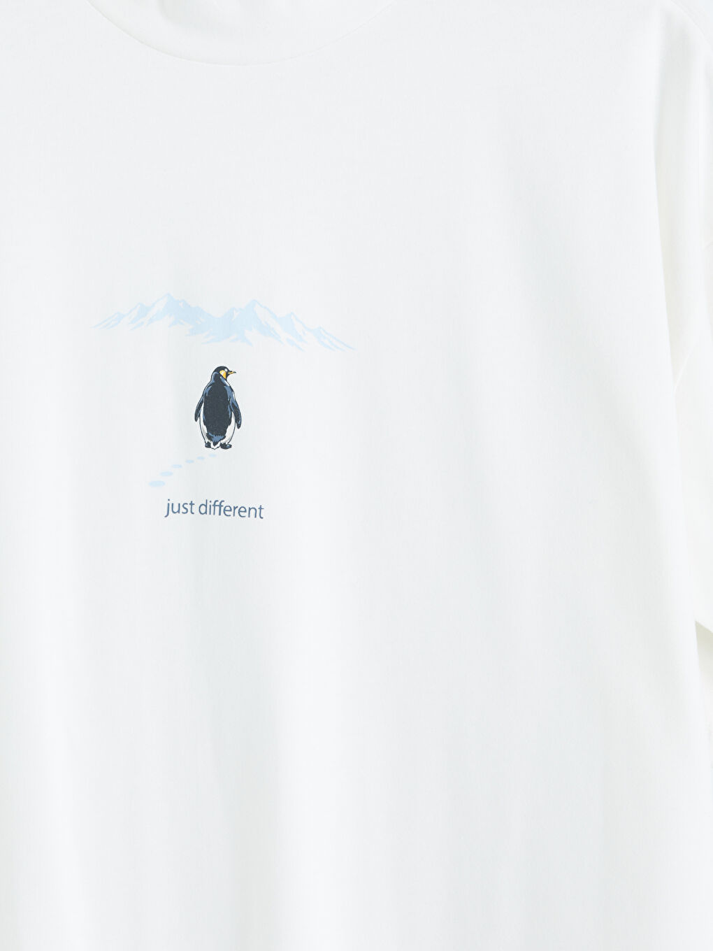 Beyaz Bisiklet Yaka Baskılı Kadın Tişört-10