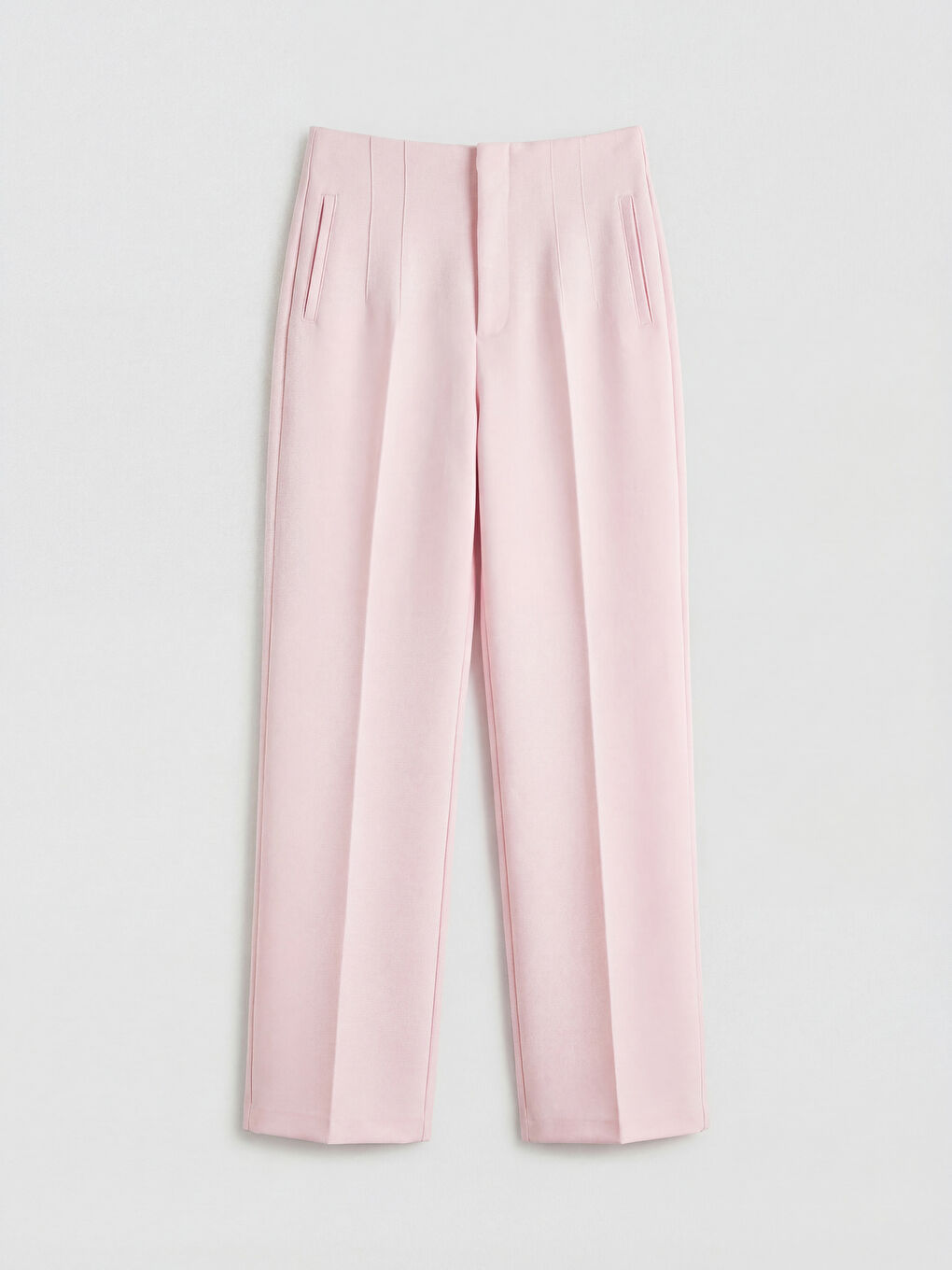 Pembe Yüksek Bel Dar Fit Kadın Pantolon