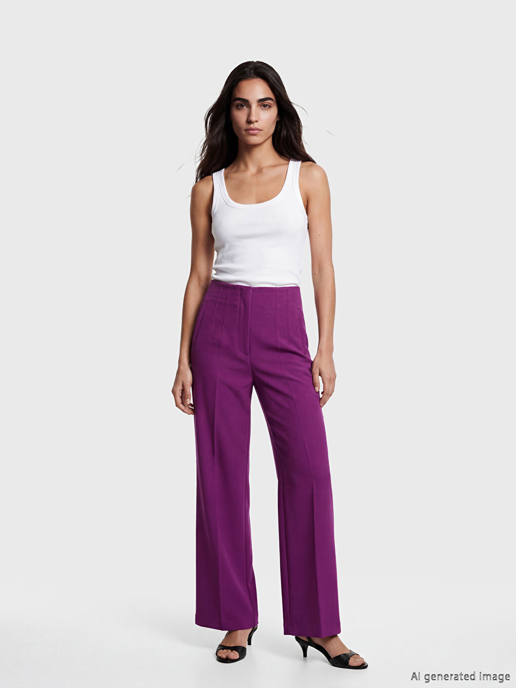 Mor Yüksek Bel Dar Fit Kadın Pantolon