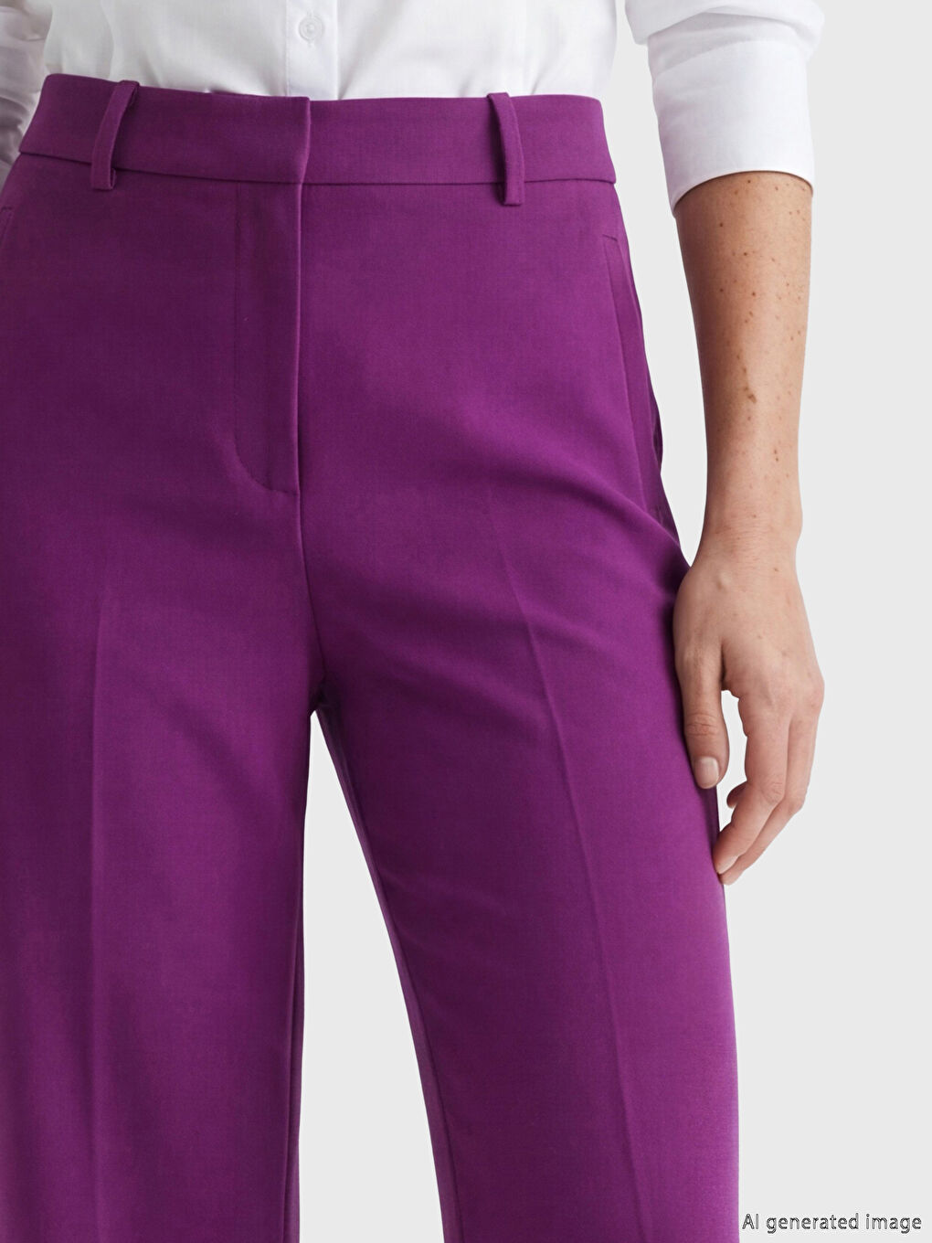 Mor Yüksek Bel Dar Fit Kadın Pantolon-2