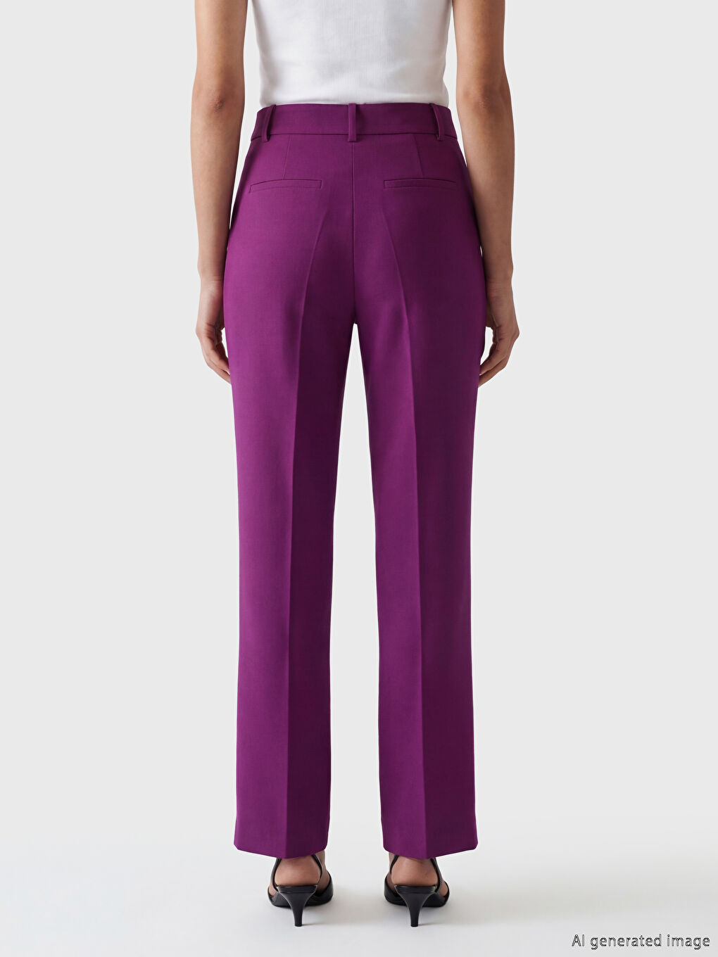 Mor Yüksek Bel Dar Fit Kadın Pantolon-3