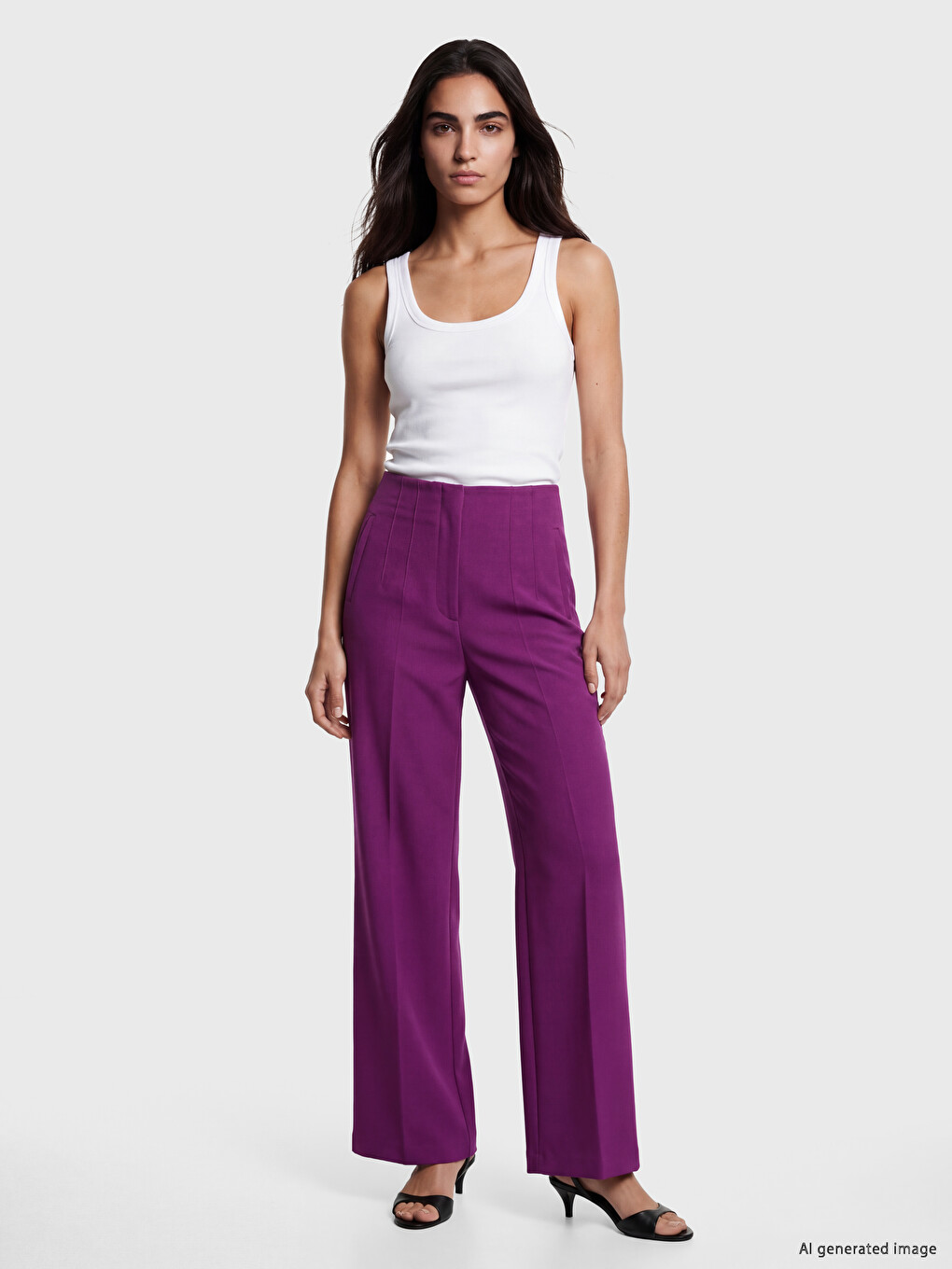 High Waisted Slim Fit Women's Trousers