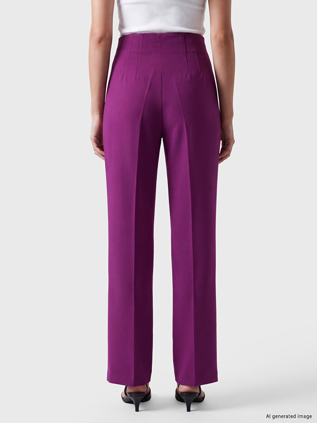 High Waisted Slim Fit Women's Trousers-3