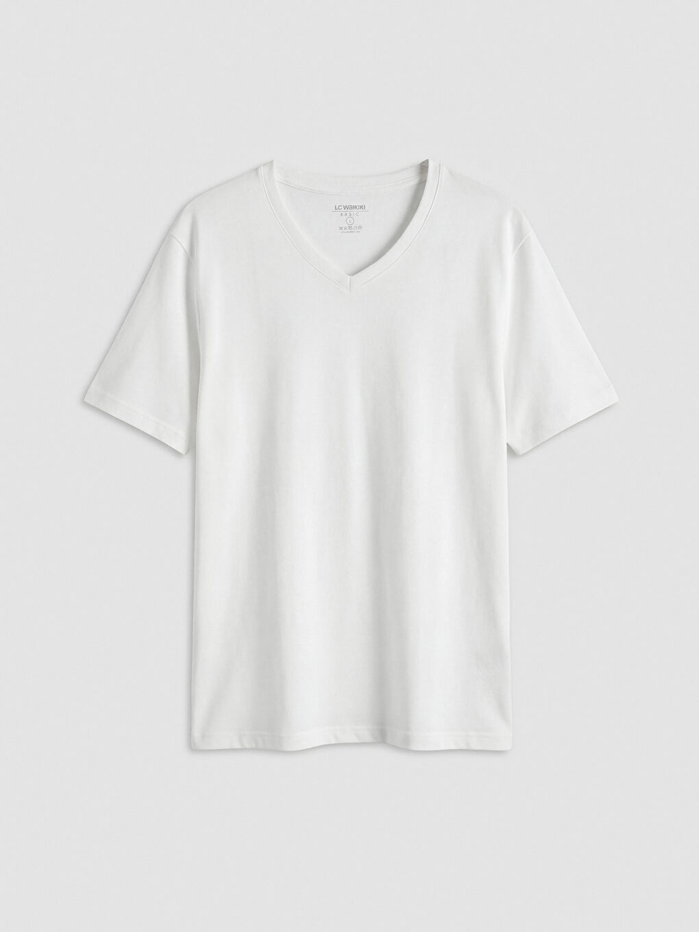 Ekru V Yaka Erkek Tişört