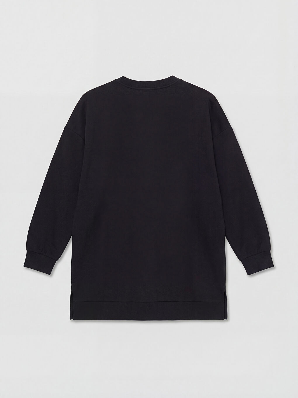 Siyah Bisiklet Yaka Kadın Sweatshirt Tunik-5